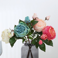Rose artificielle en soie Austin à tige unique, style jardin anglais, avec 1 grande fleur et 2 boutons, pour la décoration de la maison, des mariages et des vases, vente en gros