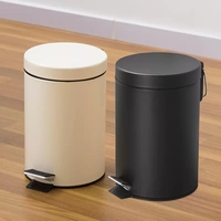 Poubelle à pédale en acier inoxydable noir écologique de 3 litres sans couvercle, pour bureau, maison, hôtel, cuisine, salle de bain, seau de rangement