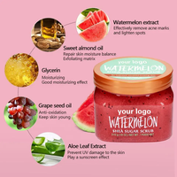 Gommage corporel nourrissant à la pastèque OEM ODM, hydratant, exfoliant, pour une peau lisse et éclatante, extrait de fruits et de plantes, sans cruauté