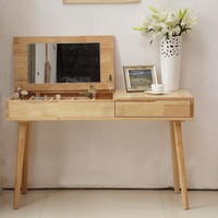 Table de maquillage et de coiffure multifonctionnelle en bois massif Mingchuang Nordic pour petit appartement - Design économique