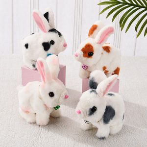 Giocattoli di peluche con macchie elettriche di coniglio di simulazione che parlano in modo morbido che cammina con il coniglietto di Pasqua giocattoli di peluche per bambini bambola animale interattiva - Product Image 1