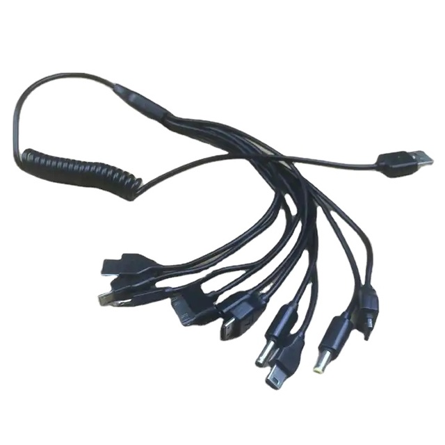 USB Cable Multi-Function for Mobile Phone Multi Pin Charger Jack Charger Cable Spring Line Bundles 10 in 1 Universal Usb Cable