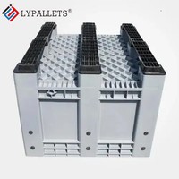 LYPALLETS - Boîte de palette en plastique solide gris, jaune et bleu / palette en plastique pour le stockage de marchandises