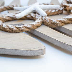 Décoration murale de style méditerranéen en forme de grande arête de poisson avec corde en chanvre et étoile de mer pour café, bar, restaurant de fruits de mer - Product Image 2