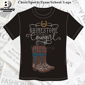 Transferencia <span class=keywords><strong>de</strong></span> Pedrería Termoadhesiva con Logotipo <span class=keywords><strong>de</strong></span> Vaqueros y Vaqueras Personalizado para Camisetas, Diseño <span class=keywords><strong>de</strong></span> Botas Brillantes y Billetes, Adhesivo <span class=keywords><strong>de</strong></span> Pedrería - Product Image 2