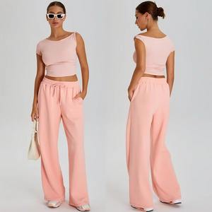 ชุดโยคะออกกำลังกายผู้หญิง 2 ชิ้น ขายดี เอวกลาง ระบายเหงื่อได้ดี ทนทาน กางเกงลำลอง เสื้อครอปท็อป ไซส์ใหญ่ มีเชือกผูก - Product Image 1