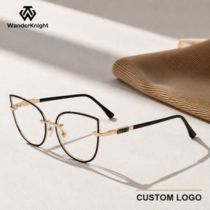 Nuovi Occhiali da Vista con Montatura in Metallo Stile Cat Eye per Donne, Lenti Anti Luce Blu per <span class=keywords><strong>Computer</strong></span>, Design di Lusso alla Moda ODM con Logo Personalizzato - Product Image 2