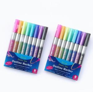 2021 Hot Selling 8 and 12 Colors Painting Pen School Stationery Colorful Outline Marker Set for <b>Card</b> Drawing - Product Image 1