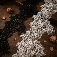 Robe de soirée longue et soutien-gorge de lingerie pour femme, ornée de paillettes, avec bordure en dentelle de luxe en cordon souple soluble dans l'eau et broderie 3D