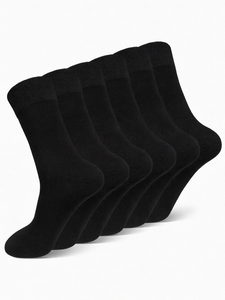 Chaussettes en coton pour hommes, noires unies, respirantes, tricotées, pour usage quotidien, saison printemps, épaisseur standard, style classique - Product Image 1
