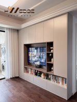 Meuble Mural TV Design Moderne et Contemporain avec Foyer Escamotable, Support TV pour Ferme ou Style Minimaliste, Table Console TV
