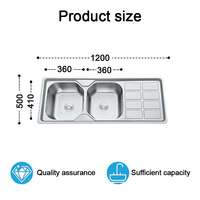 Évier de cuisine double bac de 48 pouces en acier inoxydable 304 avec égouttoir – Fabricant d'éviers de cuisine