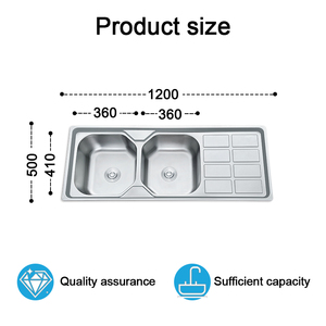 Đặt hàng số lượng lớn 48 inch đôi bát bồn rửa nhà bếp 16 Máy đo 304 thép không gỉ với drainboard thương mại cấp Nhà sản xuất - Product Image 4