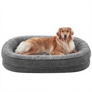 Cama para Perros Grandes Pawk XL, Ortopédica, de Espuma Viscoelástica Lavable, con Almohada Cervical de Cuatro Lados, Forma Ovalada, para Golden Retriever, Labrador, German Shepherd - Product Image 1