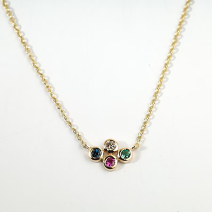 Collar de Lujo con Racimo de Piedras Preciosas en Oro Sólido de 18K para Mujer, Joyería Fina con Piedras Preciosas Naturales Coloridas - Product Image 1