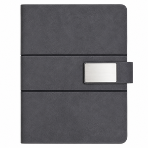Carnet relié A5 Aurelux professionnel bleu marine avec fermeture à plaque métallique, agenda élégant pour réunions d'affaires et planification quotidienne - Product Image 3