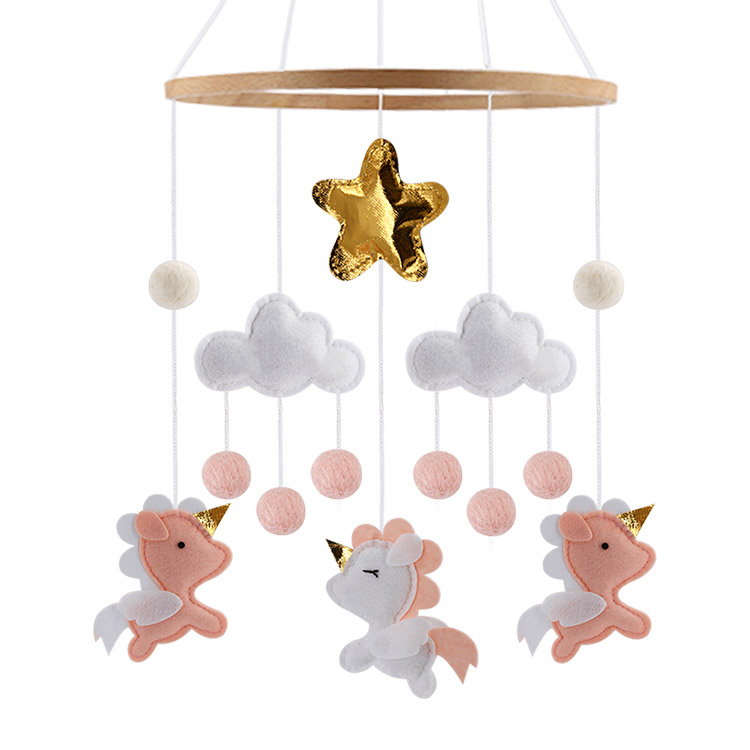 Мобиль из войлока для детской кроватки, единорог, животное, мобиль для детской кроватки, подвесное украшение для детской кроватки