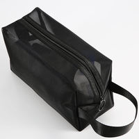 Caddy de douche en maille de nylon portable de voyage avec logo personnalisé noir trousse de toilette trousse de maquillage de gymnastique pour salle de bain
