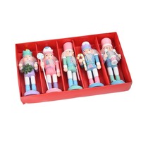 Ensemble de casse-noisettes de 12 cm de couleur macaron, figurines de casse-noisettes miniatures, décorations suspendues pour l'arbre de Noël et le Nouvel An