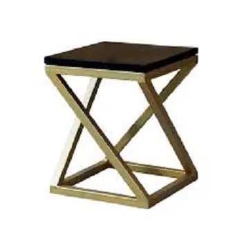 スツールテーブル木製スタイルガーデンデザイン最高の鉄フレーム金属テーブル真鍮フレームアルミコーヒーテーブル大理石の家具
