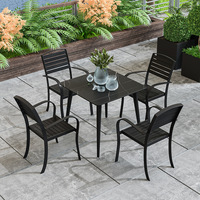 Meubles de salle à manger en métal blanc de style américain, table et chaises pour villa, jardin, balcon, cour, utilisation en extérieur
