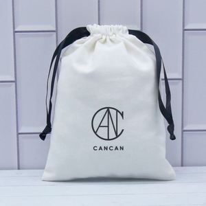 <b>Drawstring</b> Gift <b>Pouch</b> Organic White Cotton Canvas Bracelet Bag Custom Logo Printed Canvas Screen Printing Security Craft Bags - Product Image 1