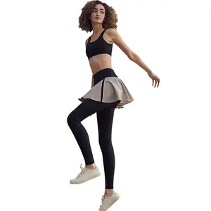 Double層Yoga PantsとShort Skirt Workout Wholesale Custom Sports Yoga Leggings Women
