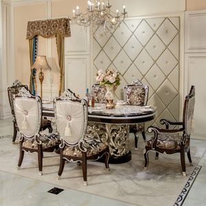 Luxury European Neoclassical Dining Room Furniture Solid <strong>Wood</strong> Carved Dining Table and Chair <strong>Inlaid</strong> With Natural Shell Surface - Product Image 2