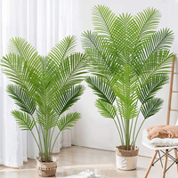 Palmier artificiel décoratif d'intérieur/extérieur de Madagascar Areca en pot Plantes de paysage de qualité légère Matériau PE + UV Réaliste