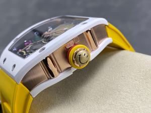 Reloj Mecánico de Lujo de la Mejor Calidad, Resistente al Agua, 41 mm, Movimiento Tourbillon de Fábrica RM, RM88, Esqueleto de Cerámica Blanca, Diseño Smiley - Product Image 3