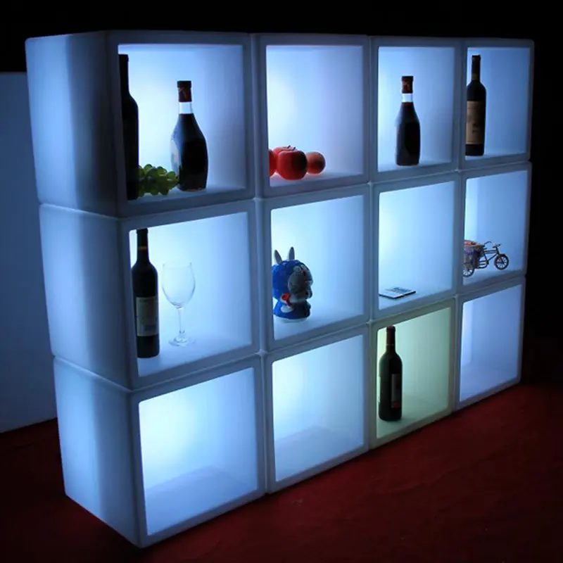 DIY led renk değiştiren ışıklı şarap gösterim dolabı bar küp duvar rafı