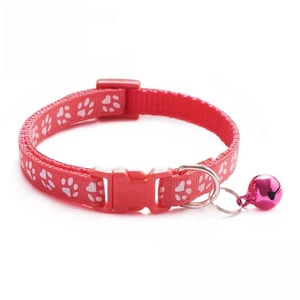 Collier Pour animaux de compagnie, accessoire Pour chiens et chats, réglable, Collier à cloche, avec empreinte de patte, ruban en Nylon - Product Image 5