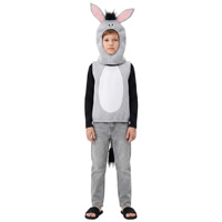 Costume d'âne en peluche couleur anthracite unisexe et mignon pour enfants, idéal pour les jeux scolaires, la Nativité de Noël, les animaux de la ferme, avec gilet sans manches et tunique à oreilles