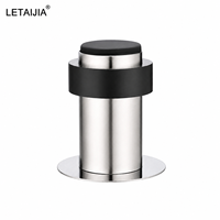Butée de porte en acier inoxydable à profil bas avec amortisseur souple, anneau de protection, base large, plusieurs finitions, quincaillerie moderne
