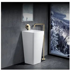 Bán hàng nóng Phòng Tắm Brushed Vàng và Vàng Floor Mounted Bồn Tắm Bằng Đồng Thau Vòi Nước - Product Image 1