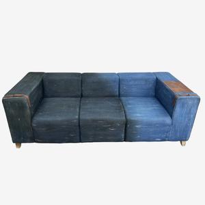Handmade High Quality Wooden Three Seater Denim <b>Sofa</b> Completed In An Ombre Wash Rendering Cadence In Wholesale Price - Product Image 1