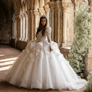 Xs258-1 Custom Made Modern <b>Wedding</b> Dresses Ball Gown Tulle Appliques Crystal Beaded Sequins Women Formal Bride for - Product Image 1