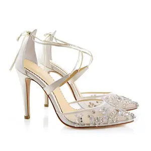 Fashion High Quality Elegant Rhinestone Crystal Beaded Ladies Wedding Shoes