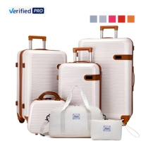 Valise à roulettes en ABS six pièces avec roulettes pivotantes et fermeture éclair anti-explosion, bagage léger
