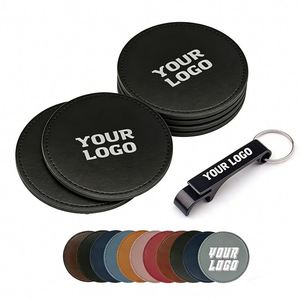 Wholesale Customized Pu Coaster for Restaurant Hotel Coffee Shop Promo Business Gift Round Leather Insulated Cup <b>Mats</b> - Product Image 1