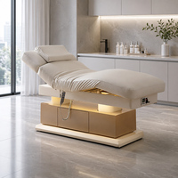 Lit de beauté électrique haut de gamme avec chauffage, rangement, lumière LED USB pour salon de beauté, spa, clinique, fabricant en gros