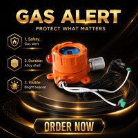 Détecteur de gaz inflammable autonome orange, analyseur de gaz combustible (méthane, propane) avec alarme sonore et visuelle, en alliage d'aluminium, garantie 1 an