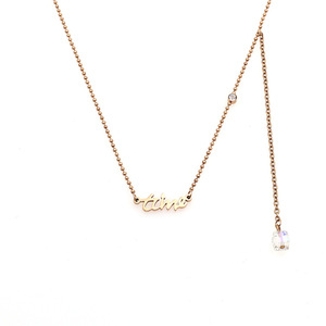 Rose Gold Clavicle Chain Necklace With Letter Charm And Crystal Pendant For Women Everyday Wear - Product Image 5