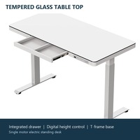 Bureau debout électrique moderne en métal à moteur unique, réglable en hauteur, avec tiroir, noir/blanc, pour bureau à domicile et usage commercial