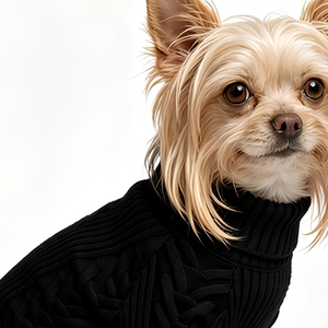 Pull en tricot noir pour chien, col roulé, chaud, tricoté, vêtements d'hiver pour chiots, pour petits chiens, Pomeranian, <span class=keywords><strong>Chihuahua</strong></span> - Product Image 4