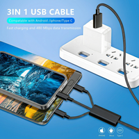 Cable de Carga USB 3 en 1 de Alta Velocidad, Carga Rápida de 3A, Protección Inteligente con IC, Cable de Datos Multipuerto con Trenzado de Nailon para iPhone
