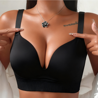 Soutien-gorge sexy sans couture pour femme grande taille, coupe 3/4, col en V, push-up, minimiseur, anti-affaissement, maintien latéral pour poitrine généreuse