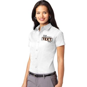 Chemise boutonnée décontractée brodée sur mesure pour femmes, manches courtes, entretien facile, toutes saisons, usage quotidien - Product Image 1
