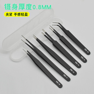 Pince à épiler noire en acier inoxydable à bas prix, lot de 6, emballé, à bout arrondi, pinces de réparation pour téléphones portables, outils de nail art, bricolage - Product Image 3