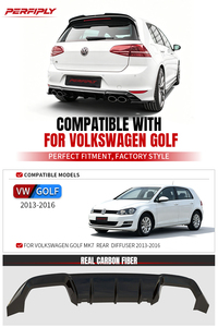 Kit carrosserie Perfiply en fibre de carbone véritable, diffuseur arrière à quatre sorties pour Volkswagen Vw <span class=keywords><strong>Golf</strong></span> <span class=keywords><strong>7</strong></span> Mk7 <span class=keywords><strong>GTI</strong></span> 2013-2016, 4 sorties d'échappement - Product Image 2